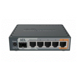 hEX S with Dual Core 880MHz MHz CPU, 256MB RAM, 5 Gigabit LAN ports, SFP, USB, P