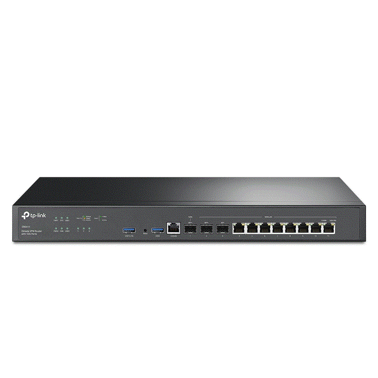 Omada VPN Router with 10G Ports PORT 1 10G SFP+ WAN Port, 1 10G SFP+ WAN/LAN Omada VPN Router with 10G Ports PORT 1 10G SFP+ WAN Port, 1 10G SFP+ WAN/LAN
