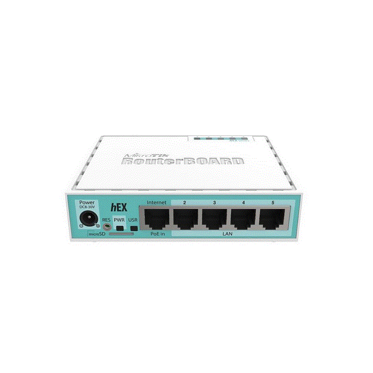 hEX with Dual Core 880MHz MHz CPU, 256MB RAM, 5 Gigabit LAN ports, USB, RouterOS hEX with Dual Core 880MHz MHz CPU, 256MB RAM, 5 Gigabit LAN ports, USB, RouterOS