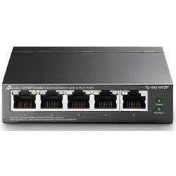 5-Port Gigabit Desktop Switch with 4-Port PoE, 5 Gigabit RJ45 ports including 4