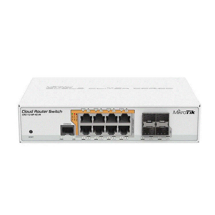 Cloud Router Switch 112-8P-4S-IN with QCA8511 400Mhz CPU, 128MB RAM, 8xGigabit L