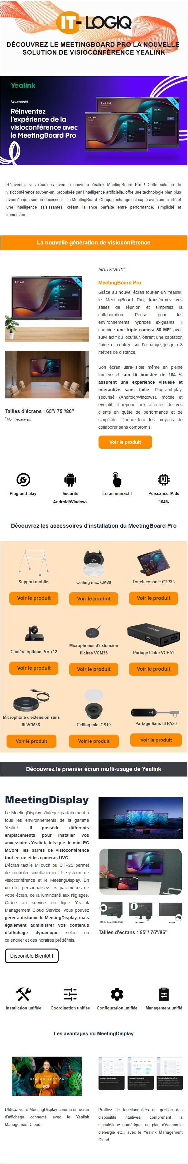 Newsletter Yealink de visioconférence sur le MeetingBoard