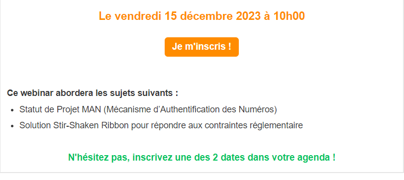 Deuxième lien d'inscription avec fin de présentation du webinar